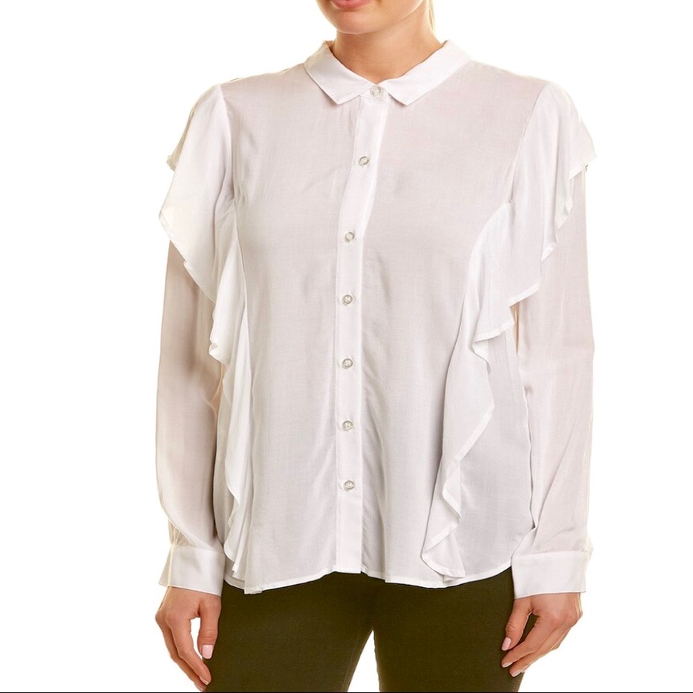 BCBGENERATION WOMENS RUFFLE TOP